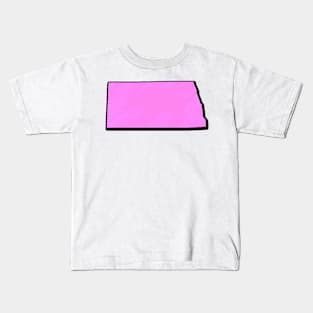 Pink North Dakota Outline Kids T-Shirt